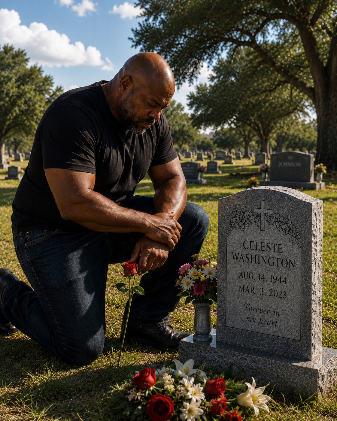 Big Curtis Lane visiting his late mother, Celeste Washington