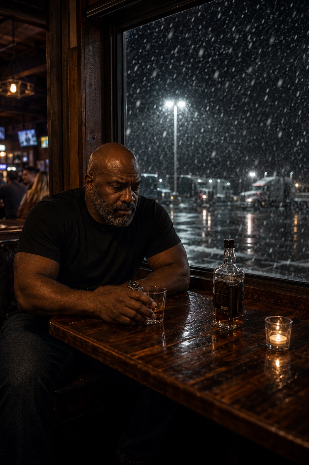 Big Curtis Lane drinking alone