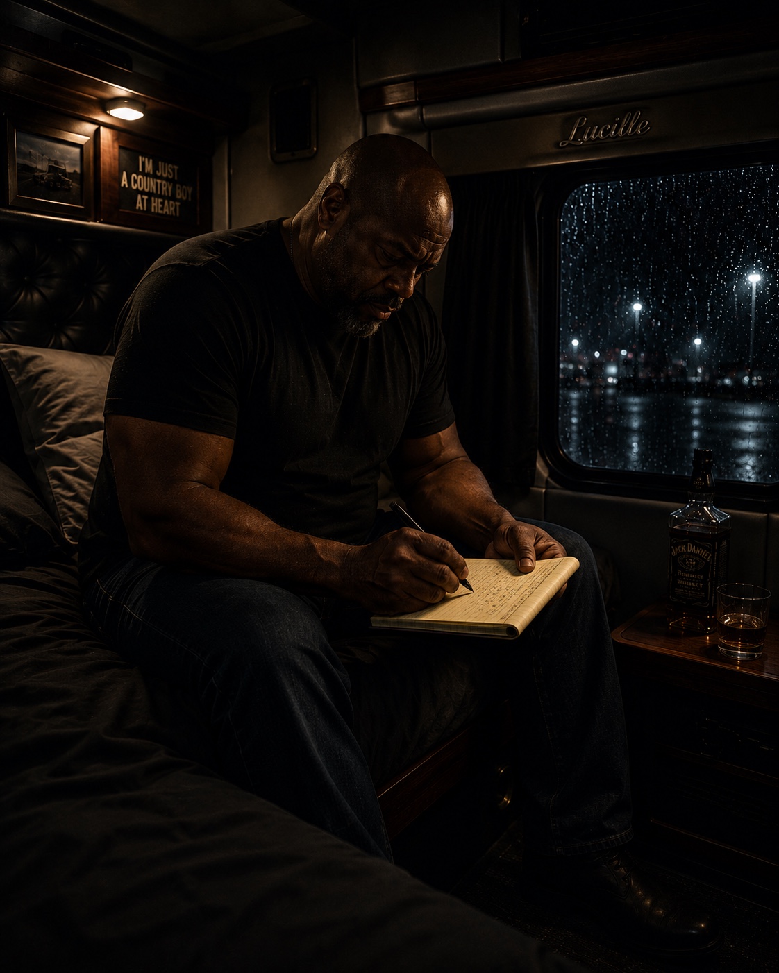 Big Curtis Lane writing inside Lucille