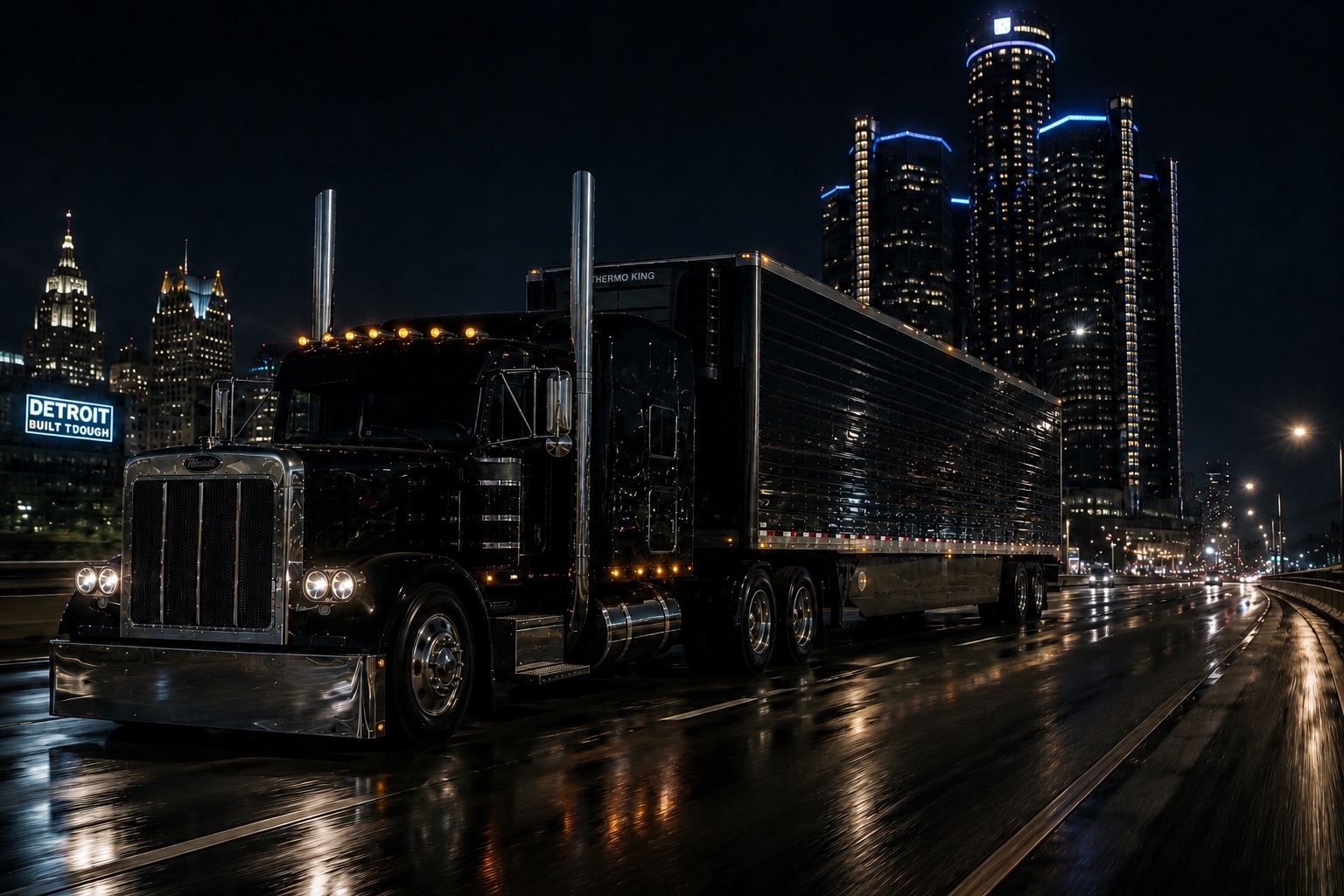 Lucille rolling through Detroit at night